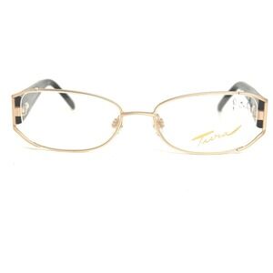 Tura MOD 182 GLD Eyeglasses Gold Black Floral Embroidered Rectangular 51-17-135
